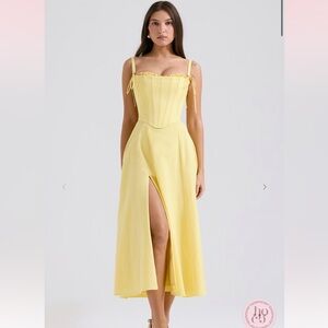 House of CB Yellow Corset Maxi Dress